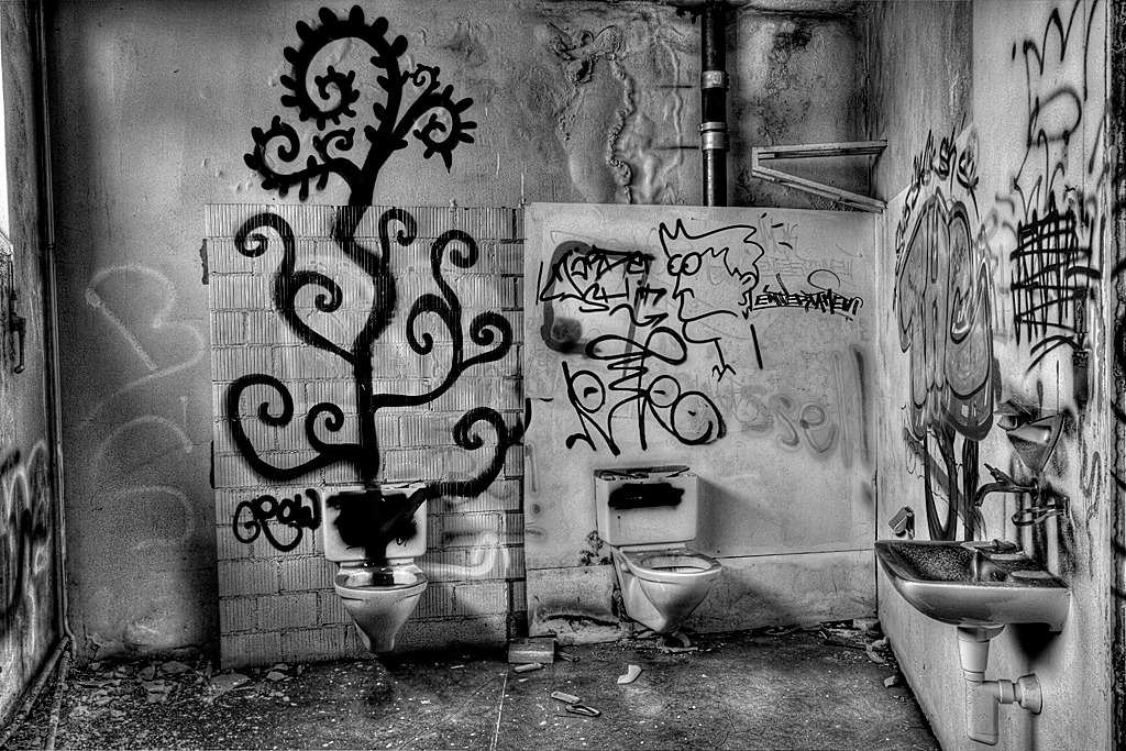 Alte Teigi G&uuml;mligen Bern hdr schwarz-weiss hdri urban exploration urbanexploration.ch urbanexp lost place lost places 2010