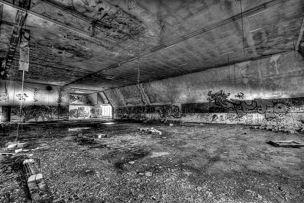 Alte Teigi G&uuml;mligen Bern hdr schwarz-weiss hdri urban exploration urbanexploration.ch urbanexp lost place lost places 2010